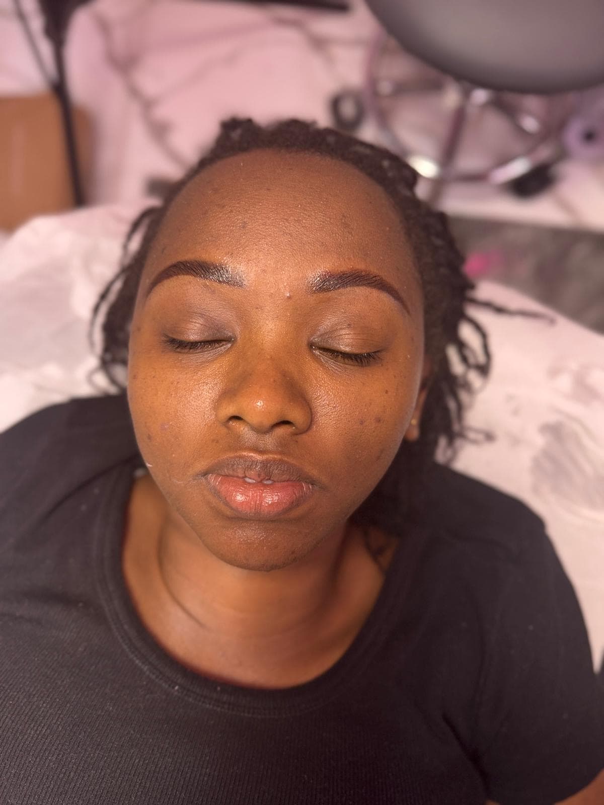 Close-up detail of freshly shaped brows